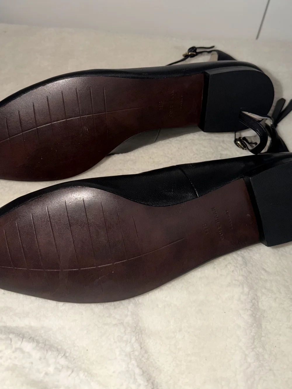 Cole Haan Black Pointed-Ankle Strap Flats